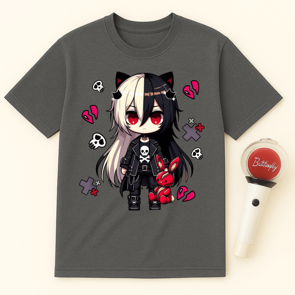 GOTH GIRL SKULL BUNNY UNISEX T-SHIRT