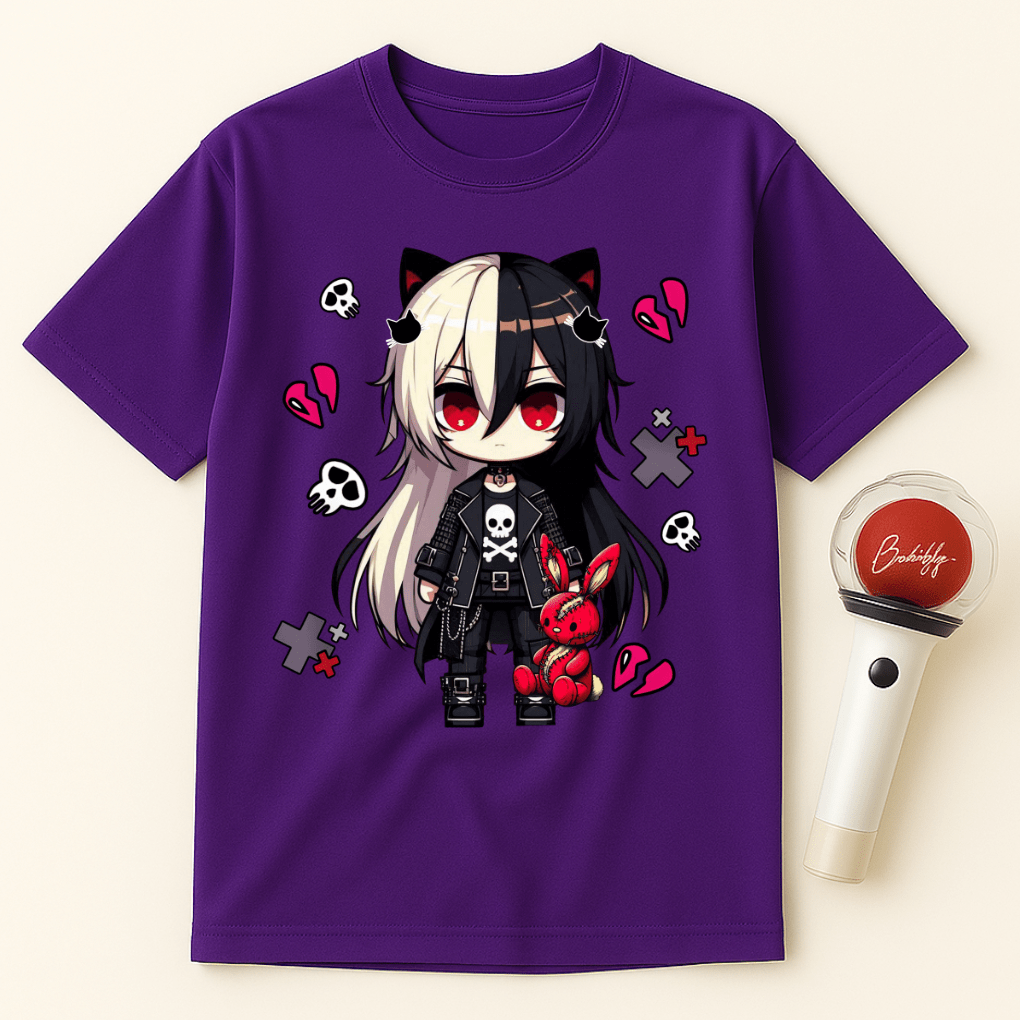GOTH GIRL SKULL BUNNY UNISEX T-SHIRT