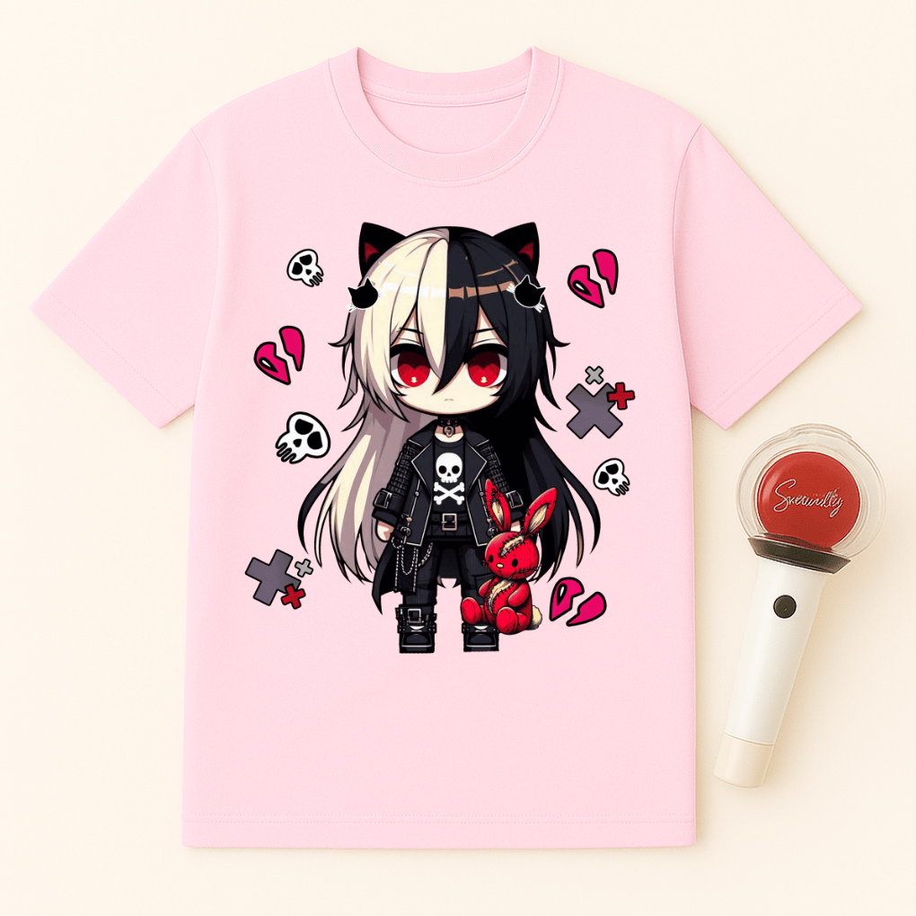 GOTH GIRL SKULL BUNNY UNISEX T-SHIRT