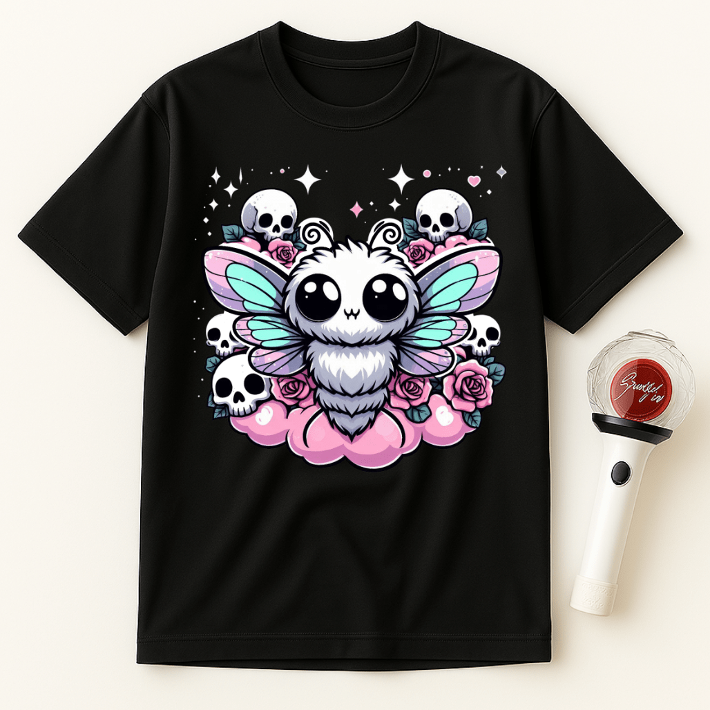 GOTHIC MOTH SKULLS ROSES UNISEX T-SHIRT