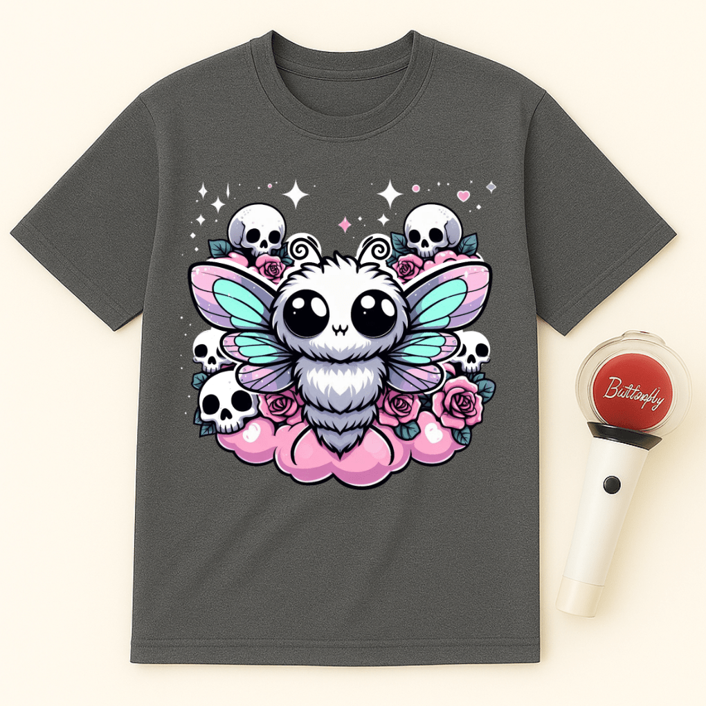 GOTHIC MOTH SKULLS ROSES UNISEX T-SHIRT