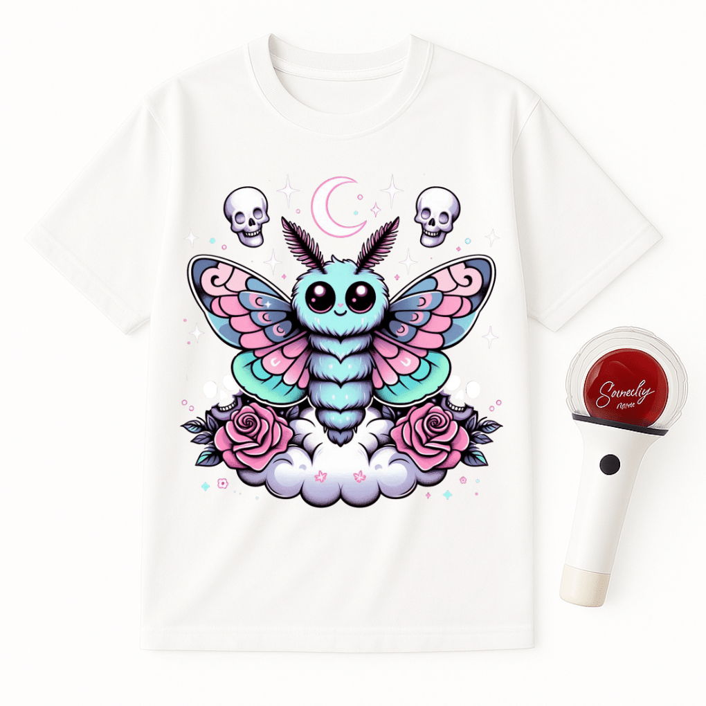 GOTHIC MOTH SKULLS ROSES UNISEX T-SHIRT