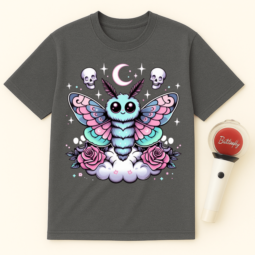 GOTHIC MOTH SKULLS ROSES UNISEX T-SHIRT