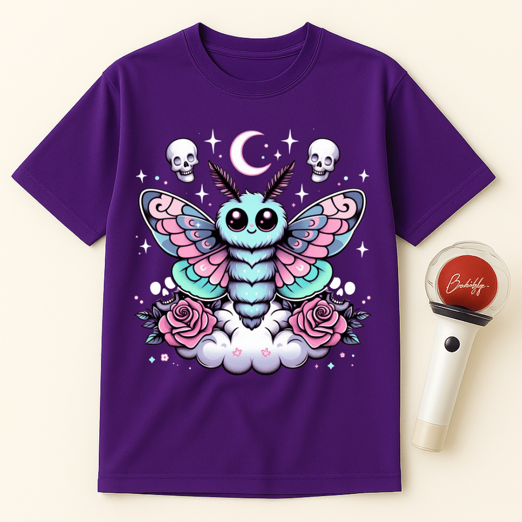 GOTHIC MOTH SKULLS ROSES UNISEX T-SHIRT