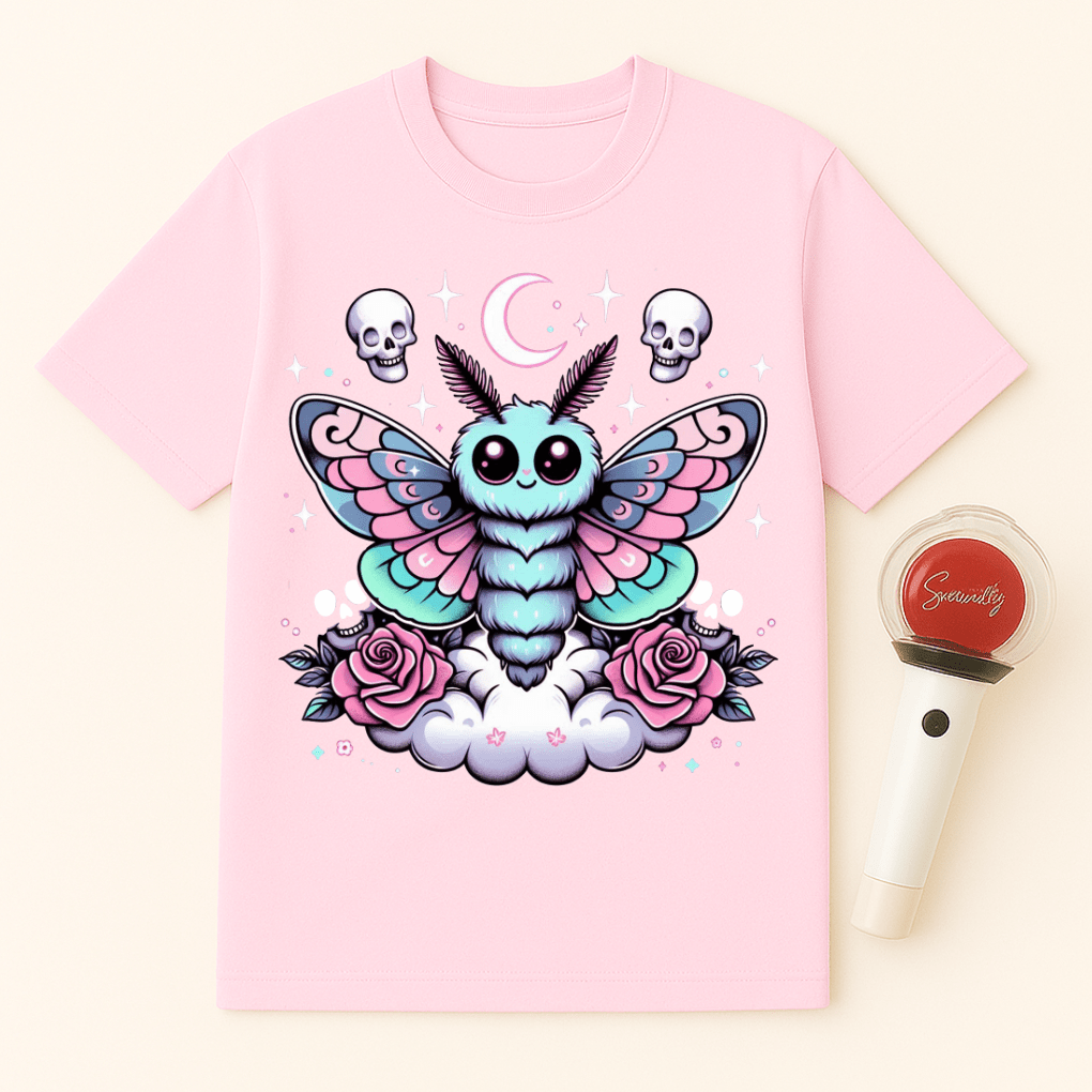 GOTHIC MOTH SKULLS ROSES UNISEX T-SHIRT