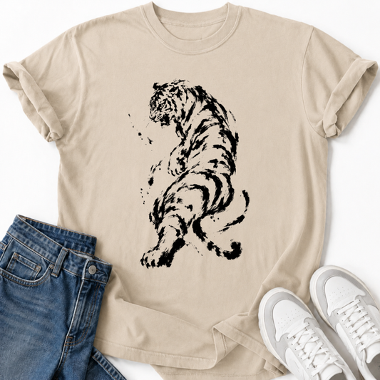 KOREAN TIGER INK BRUSH ART T-SHIRT