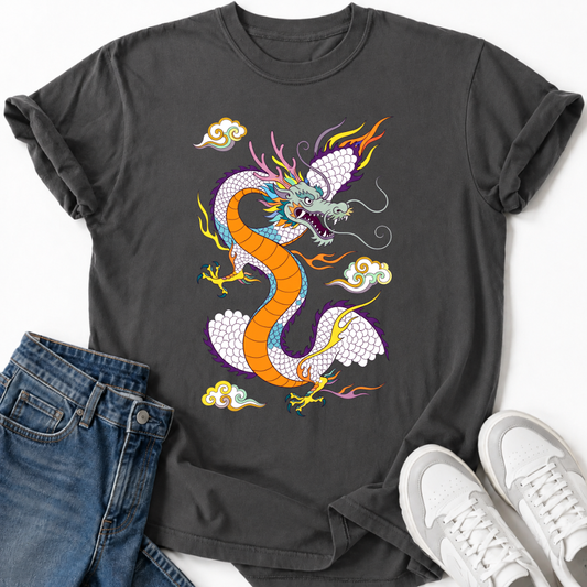 KOREAN DRAGON TRADITIONAL FOLK ART T-SHIRT