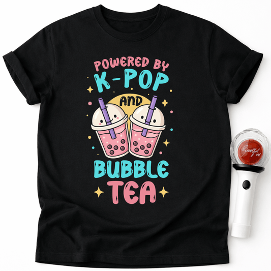POWERED BY K-POP AND BUBLE TEA T-SHIRT