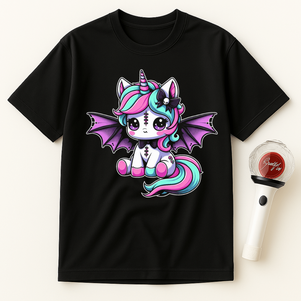 PASTEL GOTH BAT UNICORN CHIBI UNISEX T-SHIRT