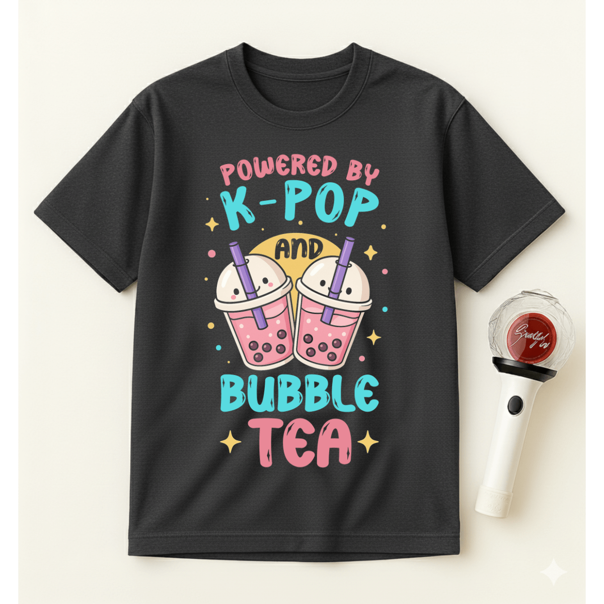 POWERED BY K-POP AND BUBLE TEA T-SHIRT