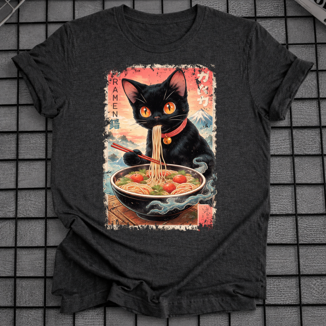 JAPANISCHES SCHWARZKATZEN-RAMEN-T-SHIRT