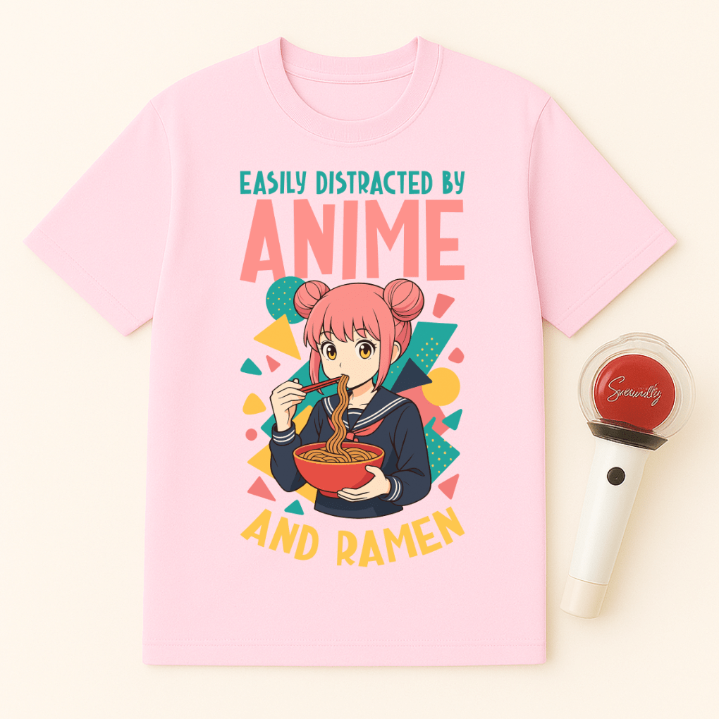 EASILY DISTRACTED BY ANIME AND RAMEN T-SHIRT