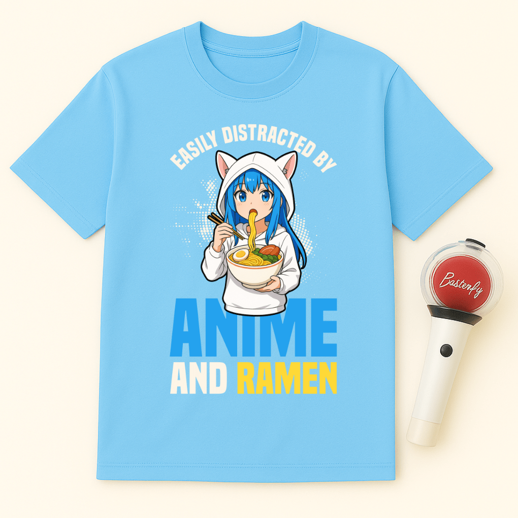 EASILY DISTRACTED BY ANIME AND RAMEN T-SHIRT