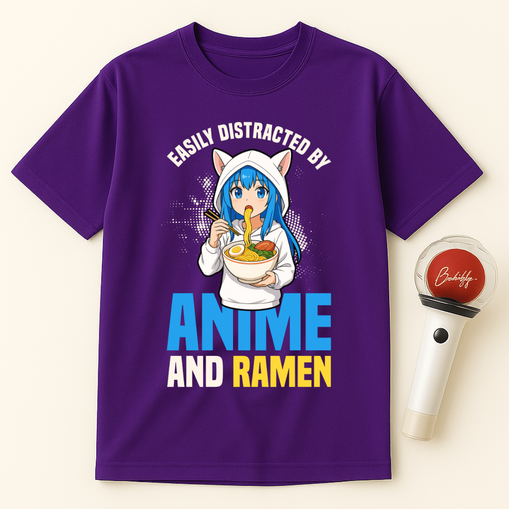 EASILY DISTRACTED BY ANIME AND RAMEN T-SHIRT