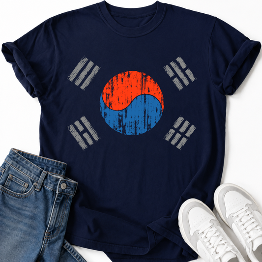 KOREA FLAG DISTRESSED T-SHIRT
