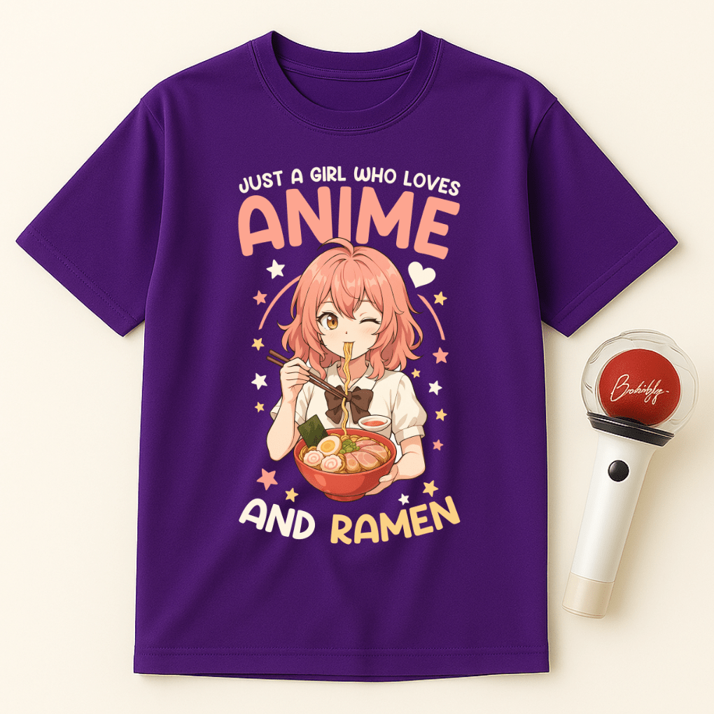 JUST A GIRL WHO LOVES ANIME AND RAMEN T-SHIRT