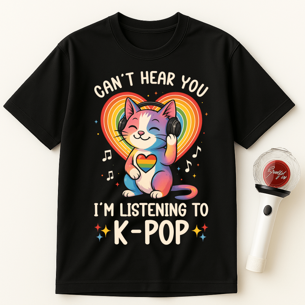 CAN'T HEAR YOU I'M LISTENING TO K-POP CAT UNISEX T-SHIRT