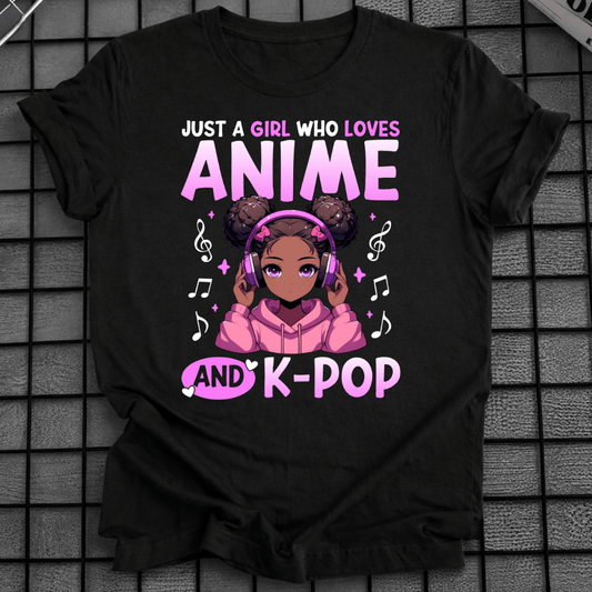 BLACK ANIME GIRL K-POP T-SHIRT
