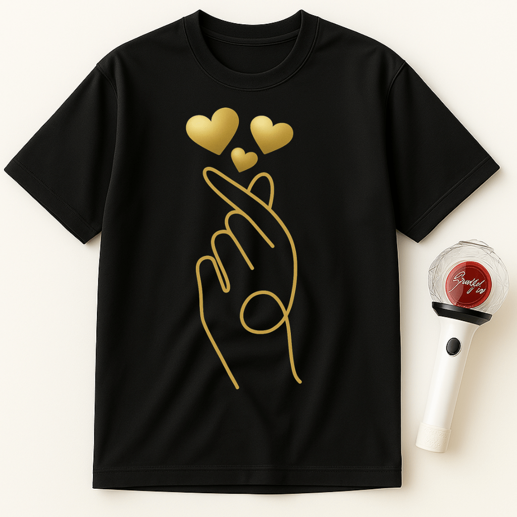 GOLDEN HEART FINGER SIGN UNISEX T-SHIRT