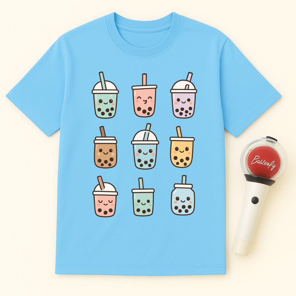 CUTE BOBA TEA GRID UNISEX T-SHIRT