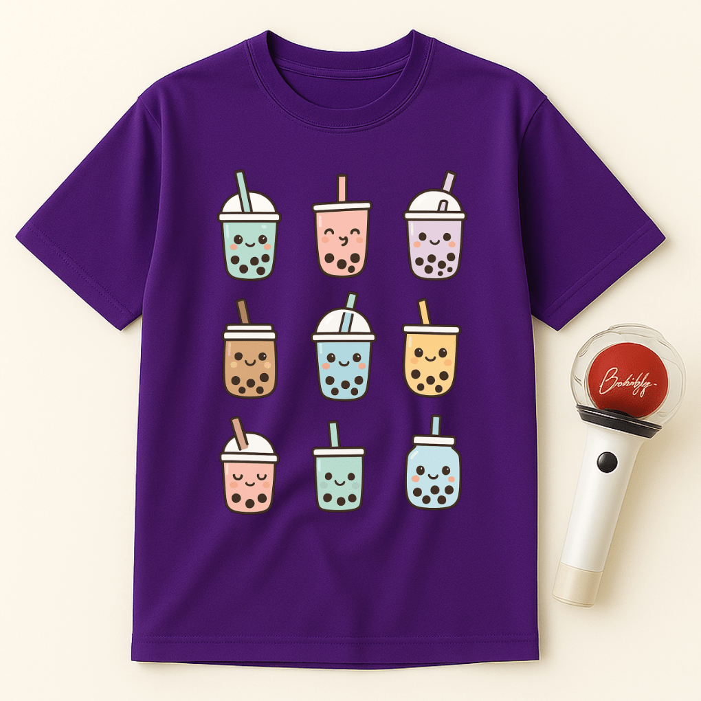CUTE BOBA TEA GRID UNISEX T-SHIRT