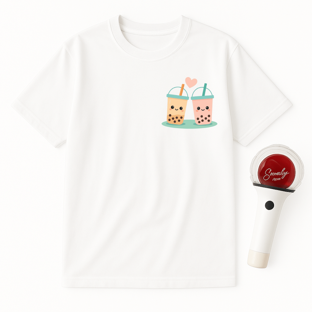 BOBA TEA COUPLE HEART UNISEX T-SHIRT