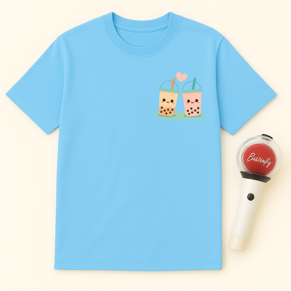 BOBA TEA COUPLE HEART UNISEX T-SHIRT