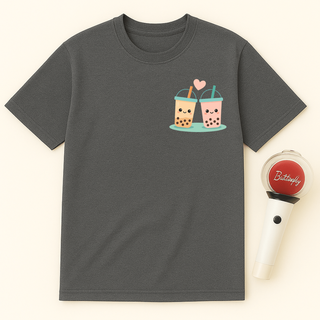 BOBA TEA COUPLE HEART UNISEX T-SHIRT