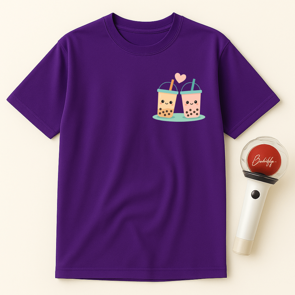BOBA TEA COUPLE HEART UNISEX T-SHIRT