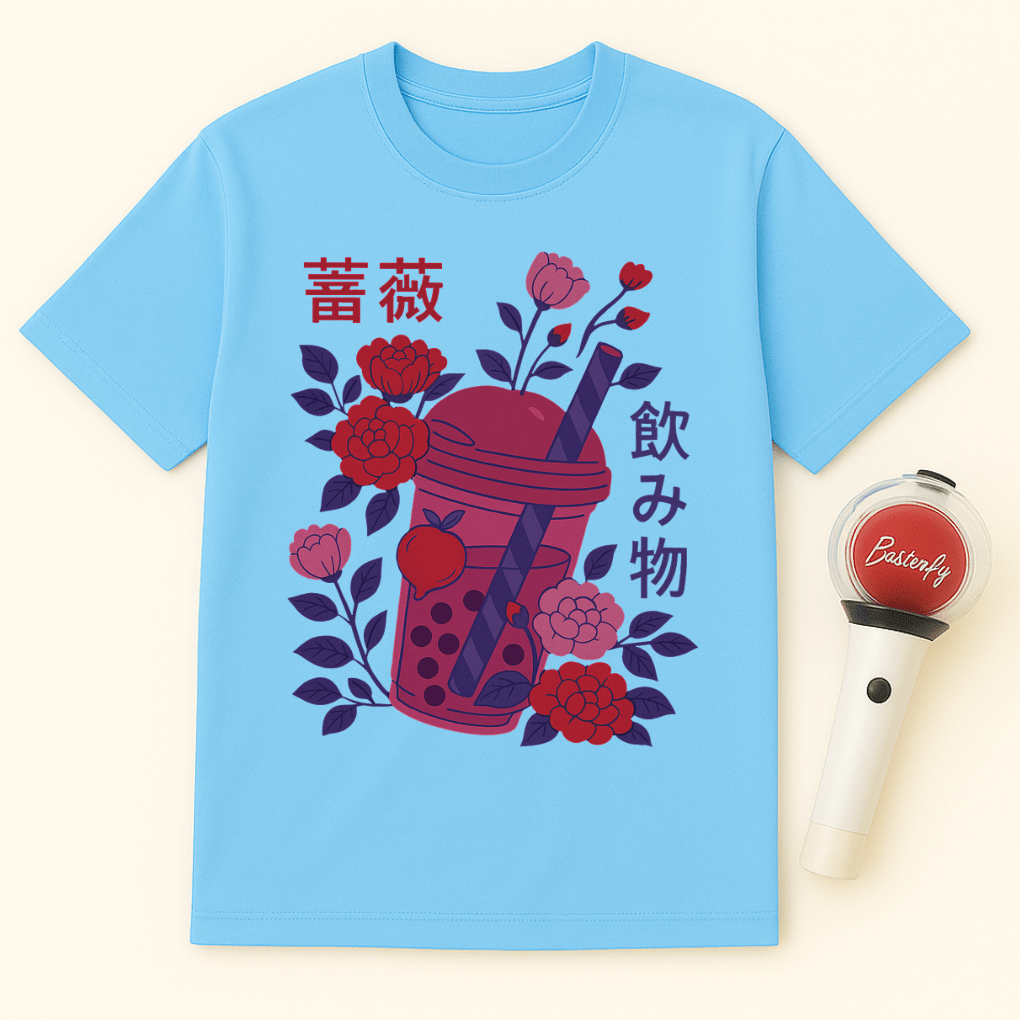 FLORAL BOBA ART T-SHIRT