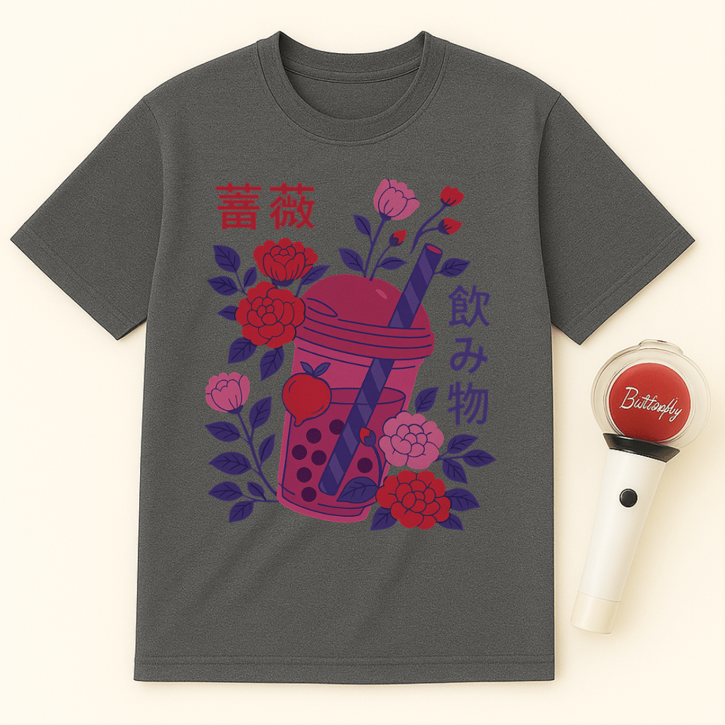 FLORAL BOBA ART T-SHIRT