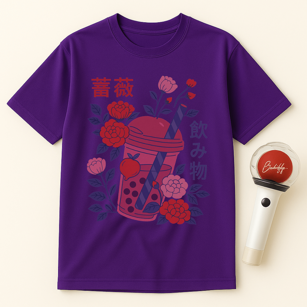 FLORAL BOBA ART T-SHIRT