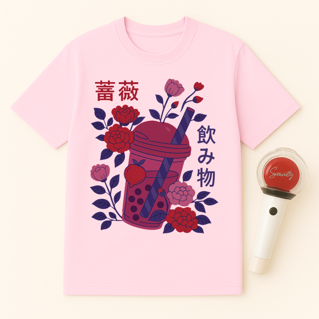 FLORAL BOBA ART T-SHIRT