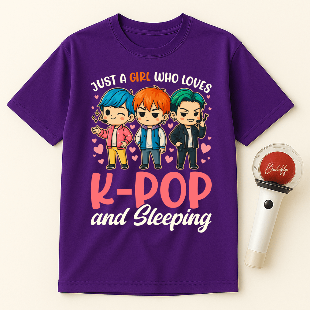 JUST A GIRL WHO LOVES K-POP AND SLEEPING UNISEX T-SHIRT