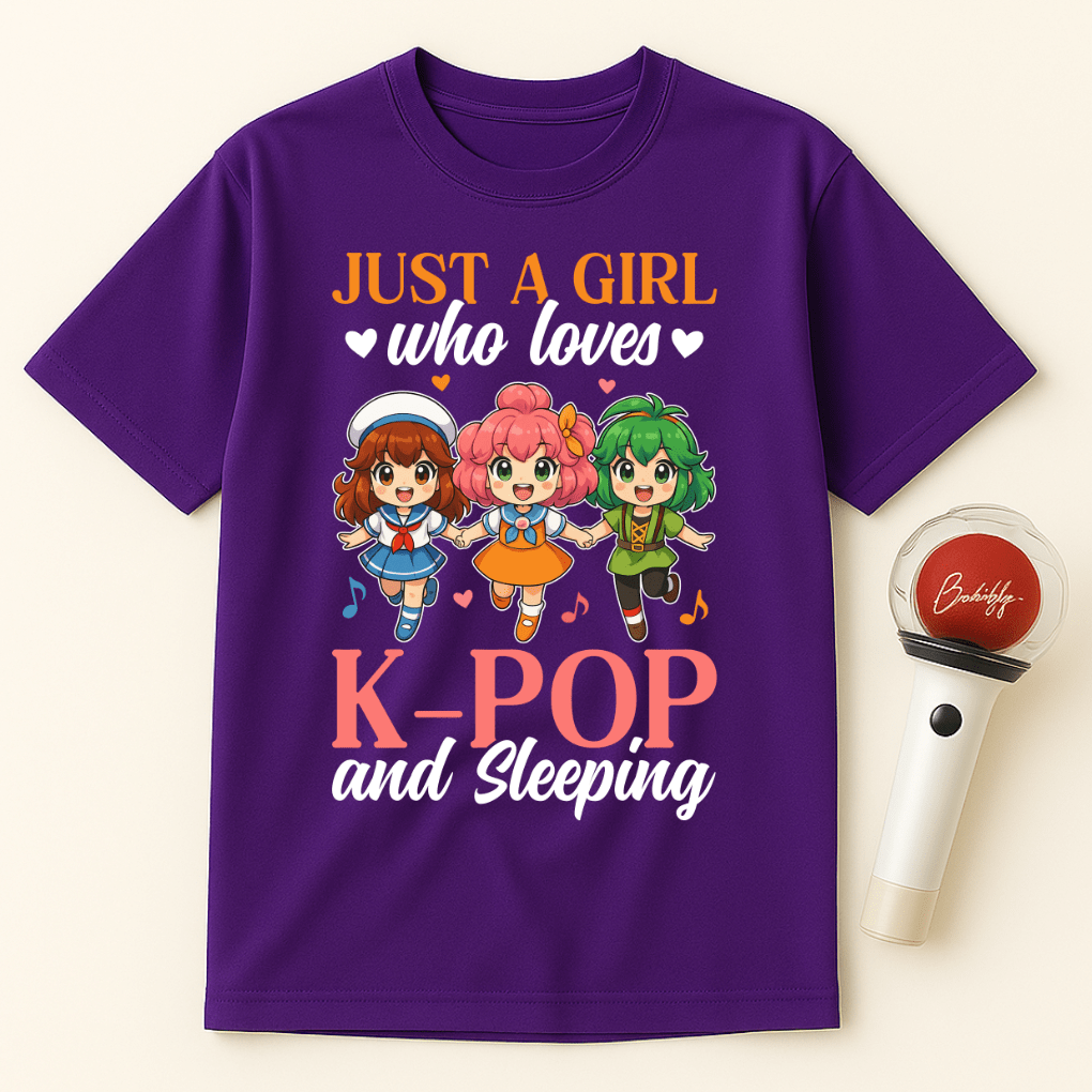 JUST A GIRL WHO LOVES K-POP AND SLEEPING UNISEX T-SHIRT