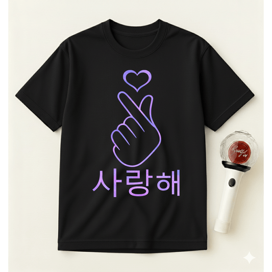 PURPLE FINGER HEART T-SHIRT