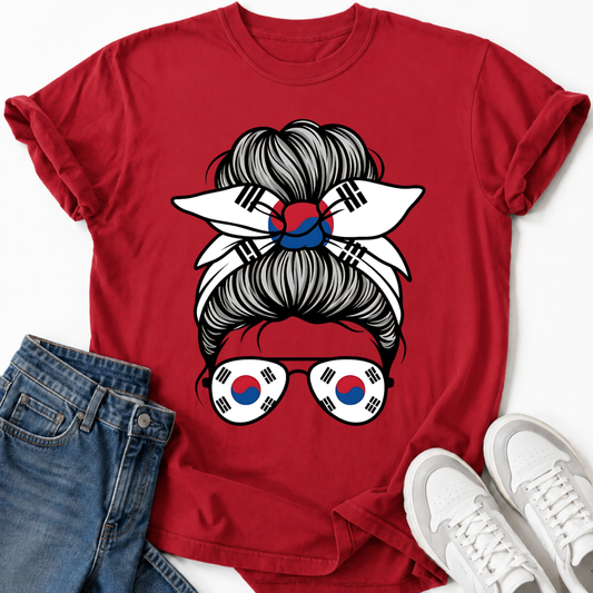 KOREAN GIRL MESSY BUN T-SHIRT