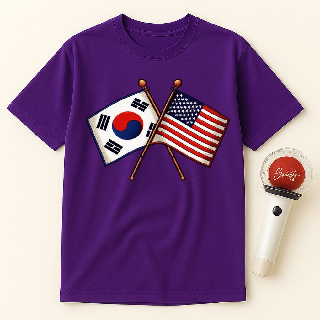 USA KOREA CROSSED FLAGS UNISEX T-SHIRT