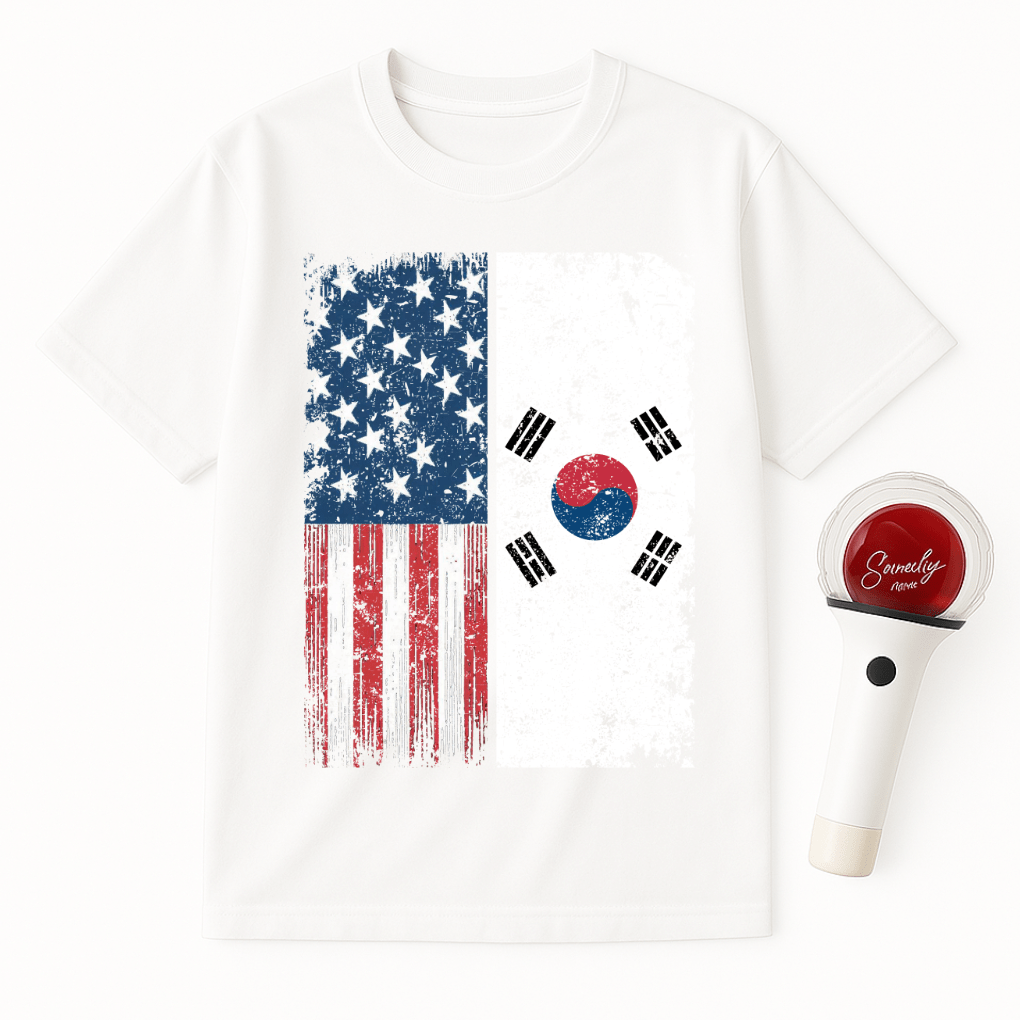 USA KOREA DISTRESSED FLAG UNISEX T-SHIRT