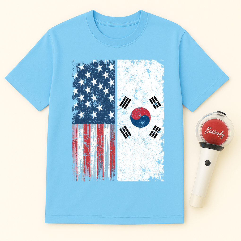 USA KOREA DISTRESSED FLAG UNISEX T-SHIRT