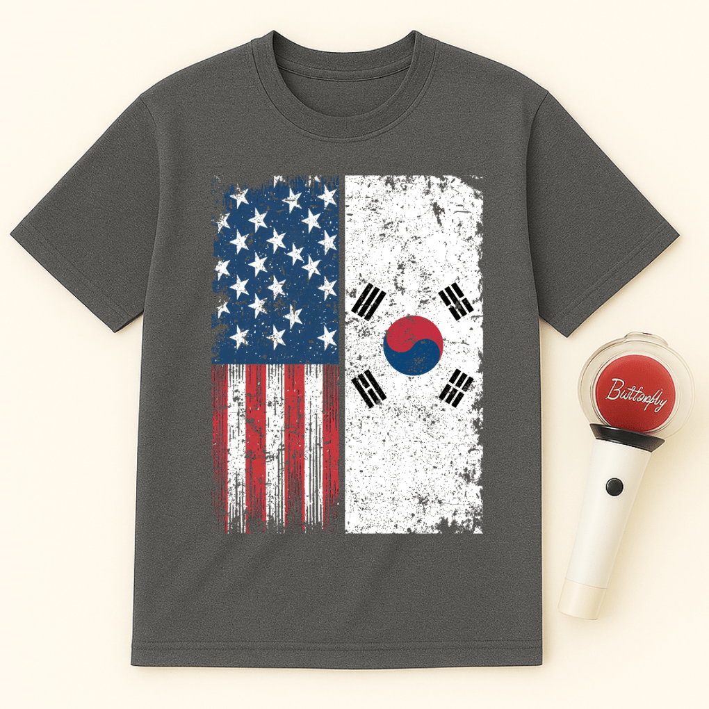 USA KOREA DISTRESSED FLAG UNISEX T-SHIRT