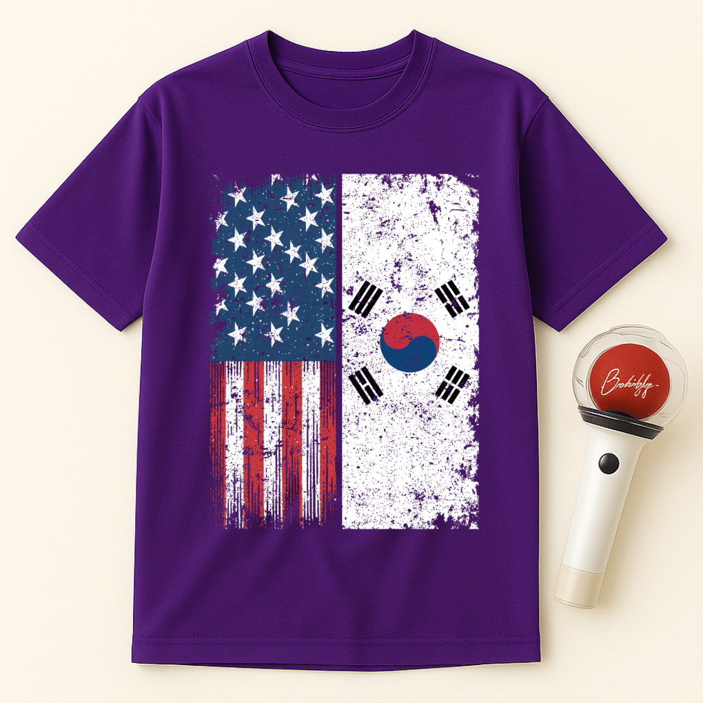 USA KOREA DISTRESSED FLAG UNISEX T-SHIRT