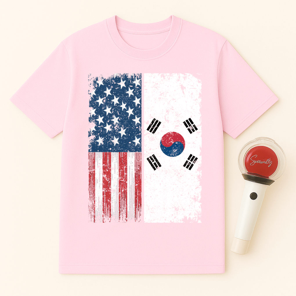 USA KOREA DISTRESSED FLAG UNISEX T-SHIRT