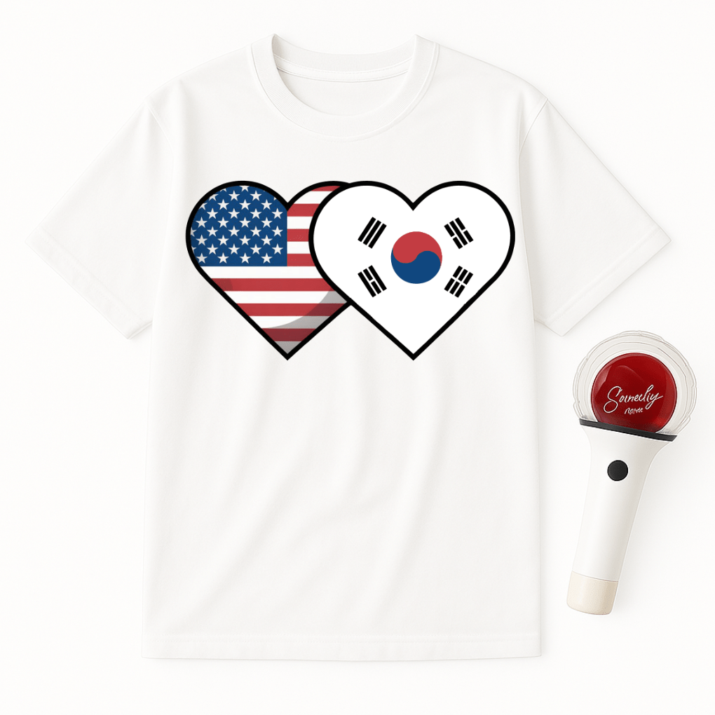 USA KOREA HEART UNISEX T-SHIRT