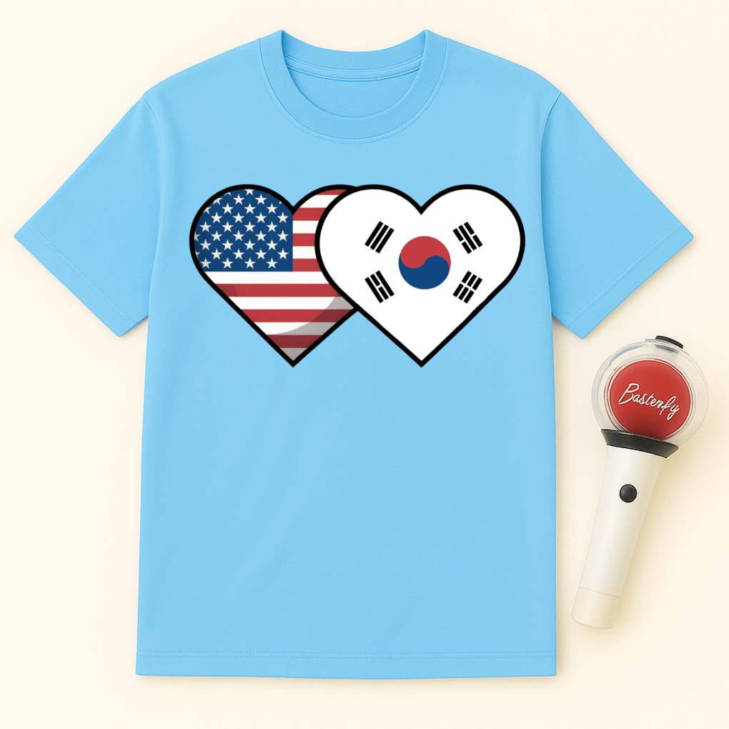USA KOREA HEART UNISEX T-SHIRT