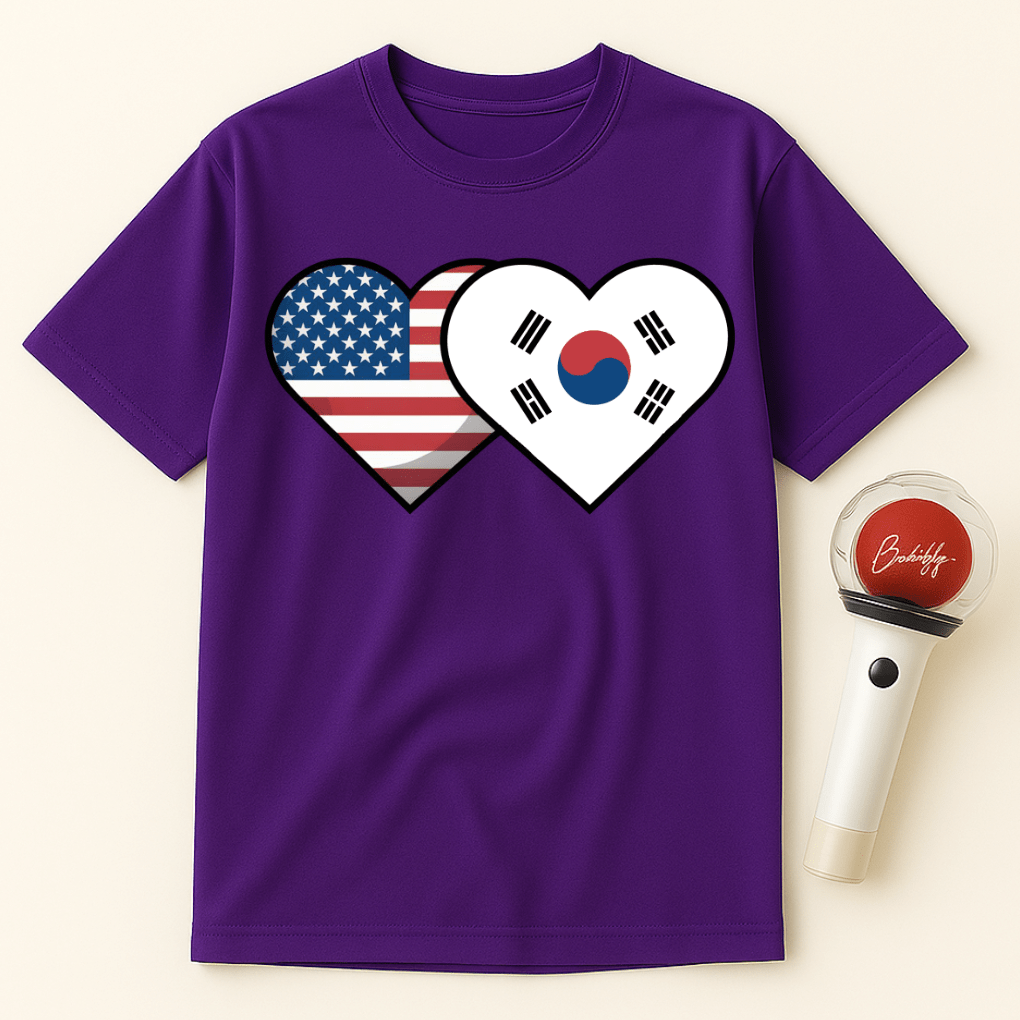 USA KOREA HEART UNISEX T-SHIRT