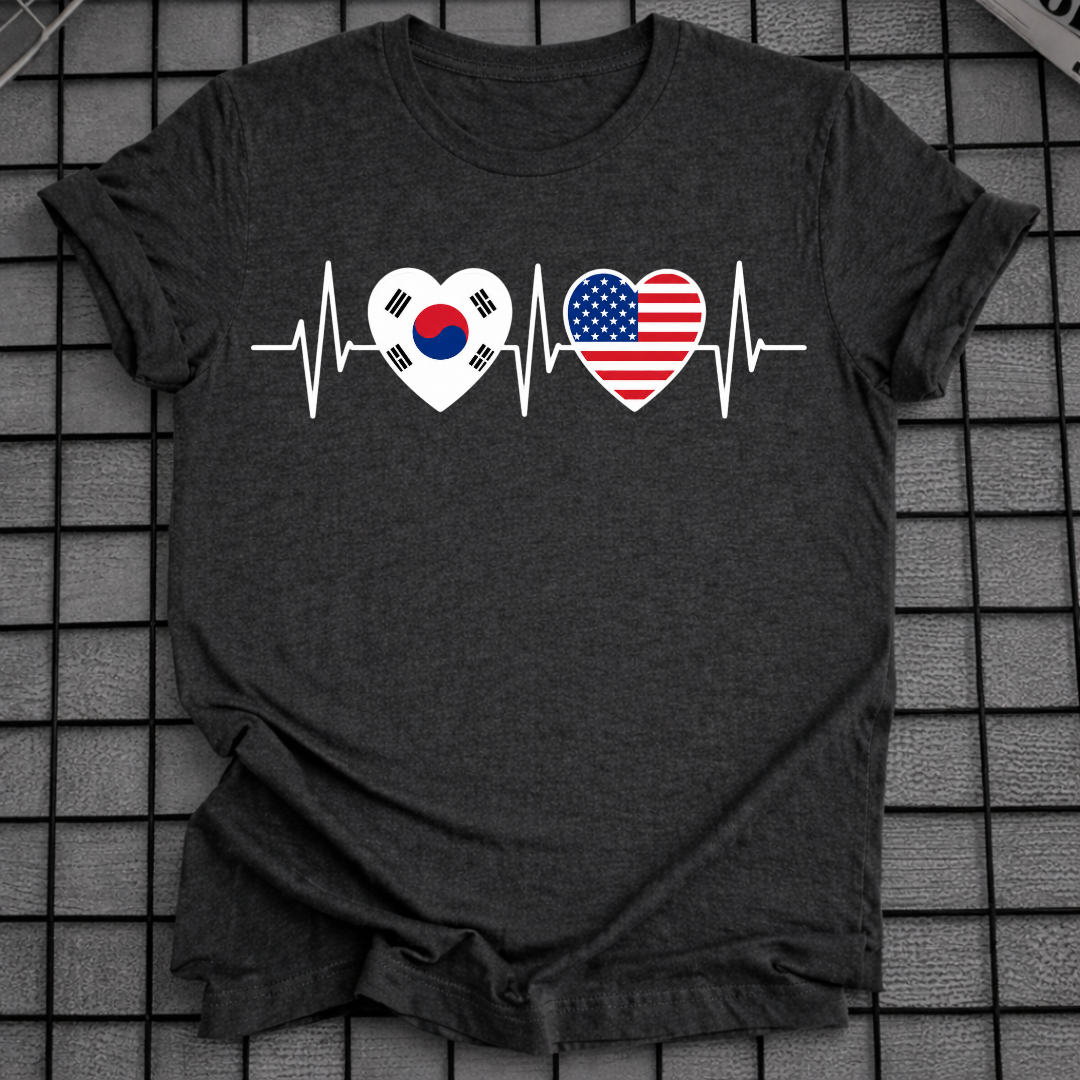 KOREA & USA HEARTBEAT T-SHIRT