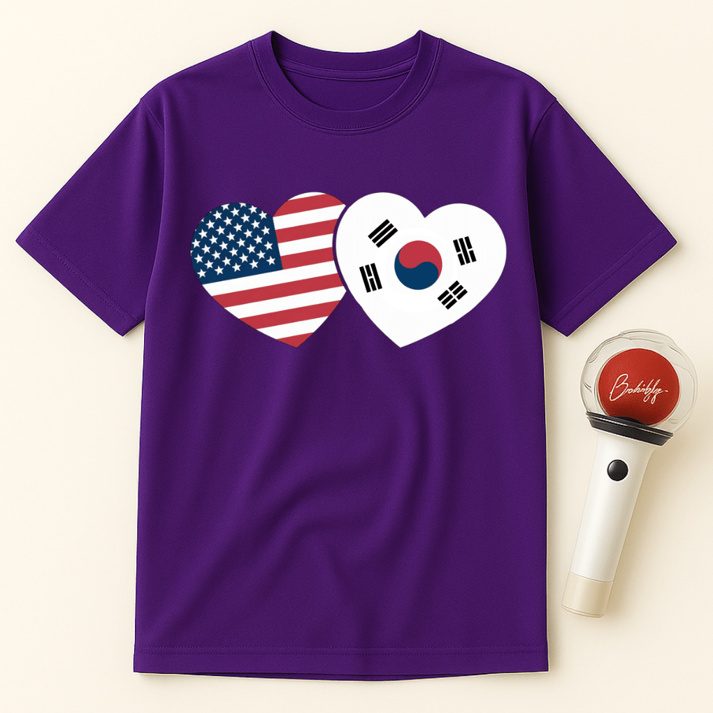 USA KOREA HEART UNISEX T-SHIRT