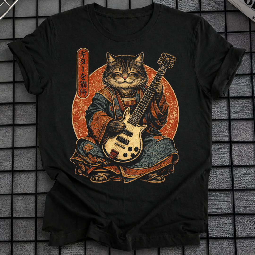 JAPANISCHES KATZEN-GITARREN-T-SHIRT