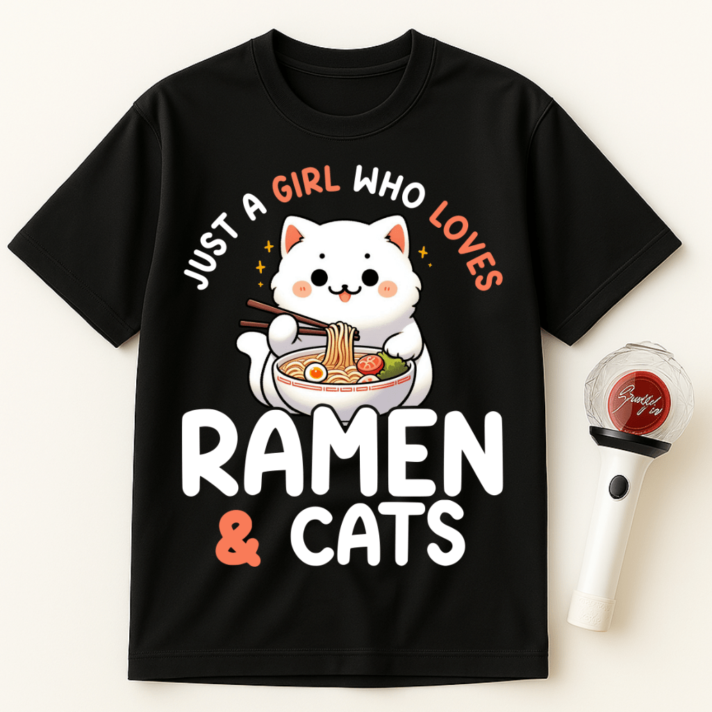 JUST A GIRL WHO LOVES RAMEN & CATS UNISEX T-SHIRT